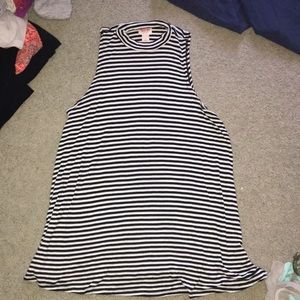 Black and white striped tank top with high neck